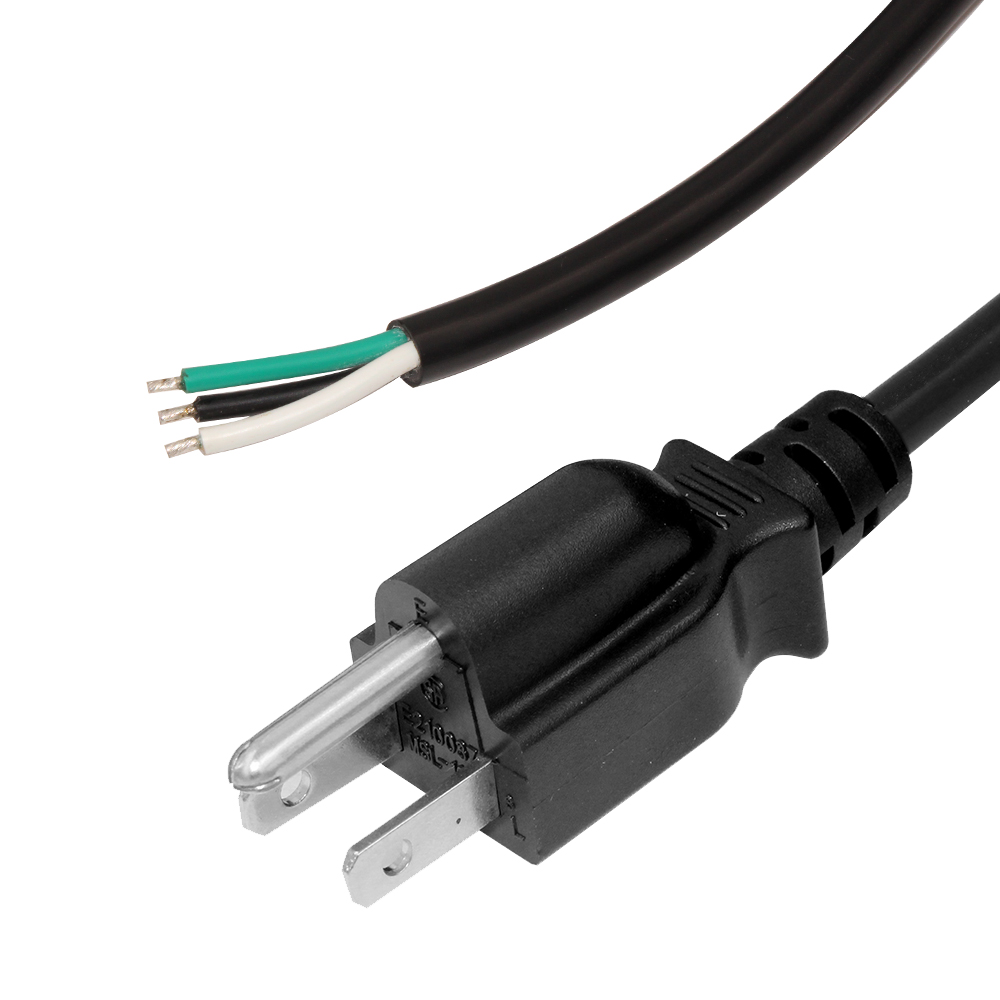 3pin Usa Cord American 3-prong 3 Pin Power Strip End and Tinned 110v Ac Cable