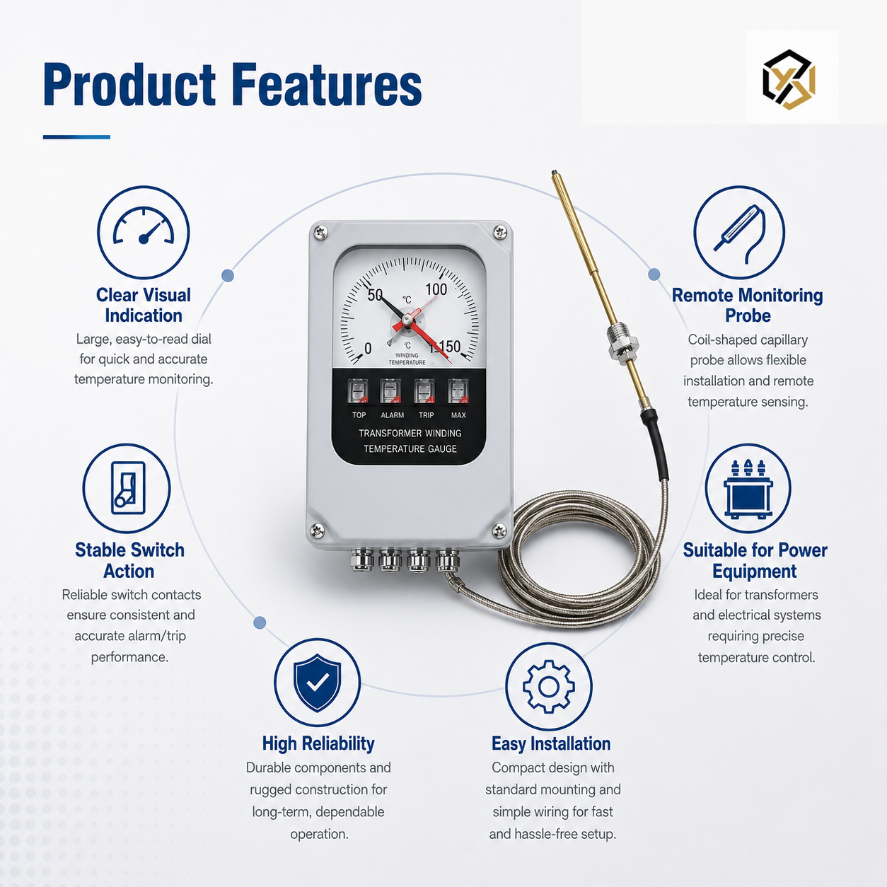 Coil-Shaped Transformer Temperature Gauge Electronic Power Winding Indicator Thermometer Accessories