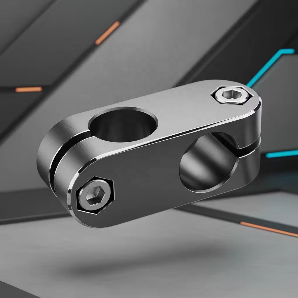 Custom CNC Aluminum Block Straight 12 16 T-Clip Bearing Cross Fixed Seat Optical Shaft Bracket Double Hole Bushing Clamp