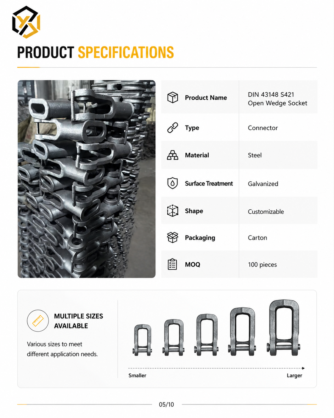Din 43148 Tensile Steel Forged Cast Utility S421 Open Wedge Sockets