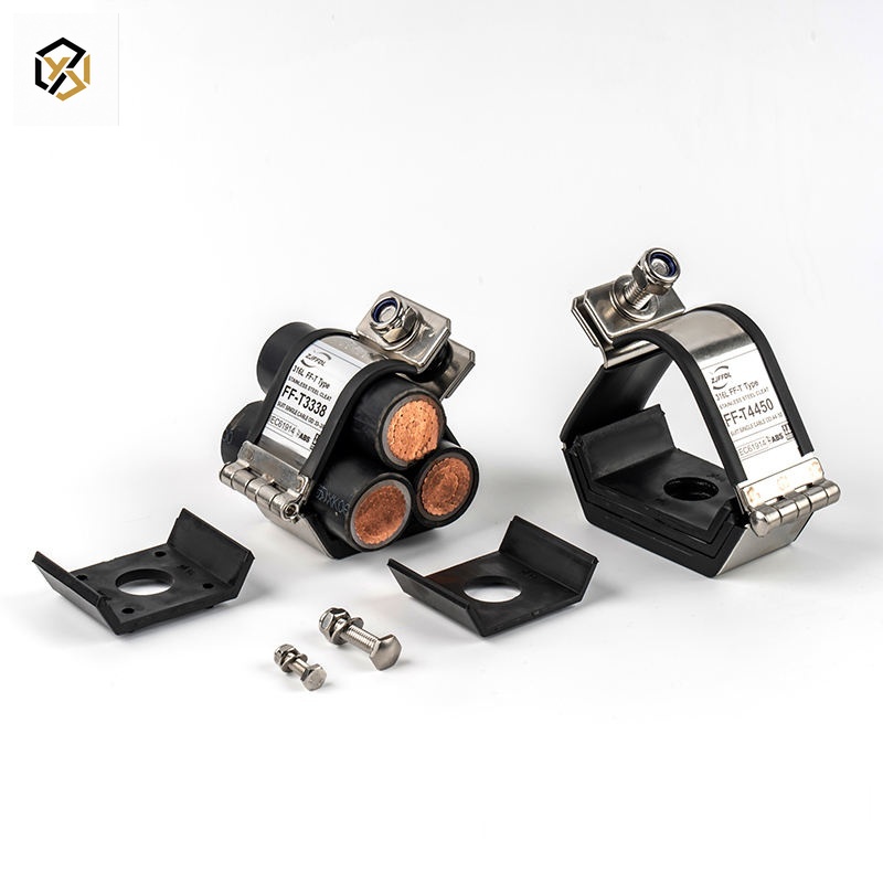 IEC 61914 Electrical Stainless Steel Cable Tie Trefoil Cleats SS316 with LSF Pad and Bolt
