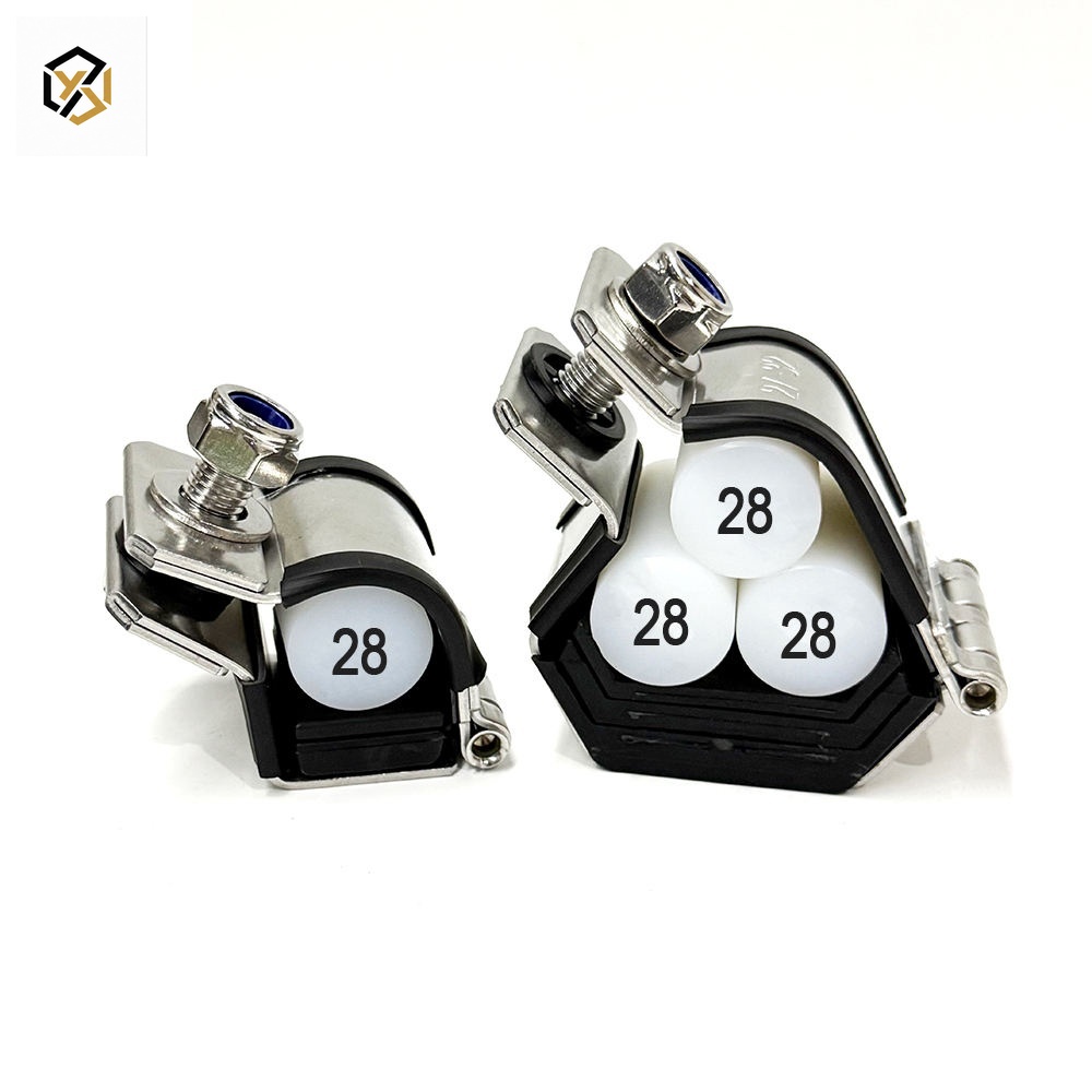 IEC61914 Certificated Nonmagnetic 316L Stainless Steel Single Trefoil Quad Cable Cleats Clamp