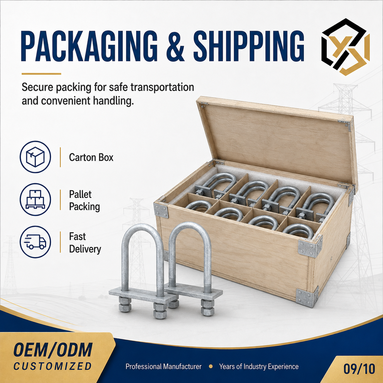 In-stock Processing Hot-dip Galvanized U-shaped Clamp Power-line Semi-circular Crossarm Clamp U-shaped Tension Ring Clamping