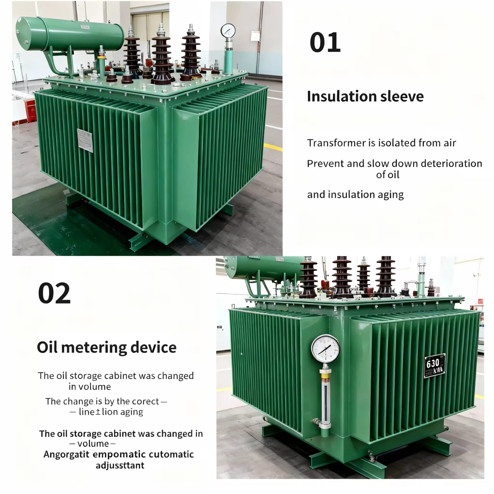 Oil Immersed Three Phase Power Transformer Off-Circuit Tap Changer 1000kVA 33/11kV IEC Standard 50/60Hz Fully Sealed