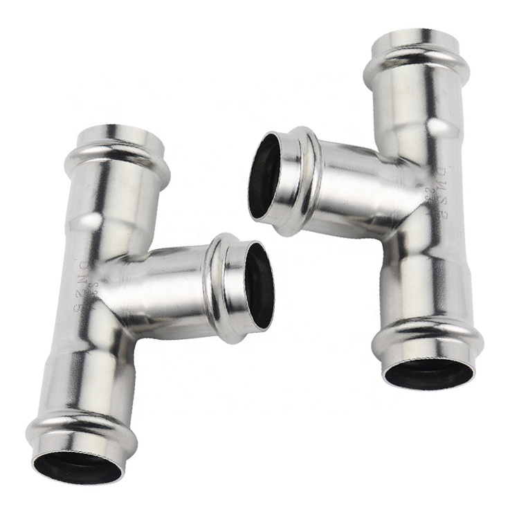 Perfect technic Equal Grooved Tee Manufacturer V Profile Stainless Steel Pipe Fitting Double Pressing Equal Diameter t Tee