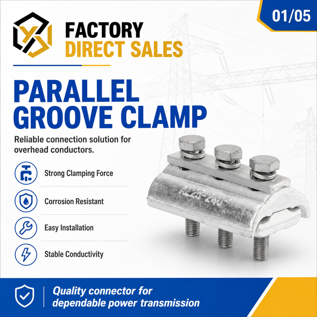 Aluminium Electric Wire Clamp Cu & AL Bimetal Clamp PG Parallel groove Connector