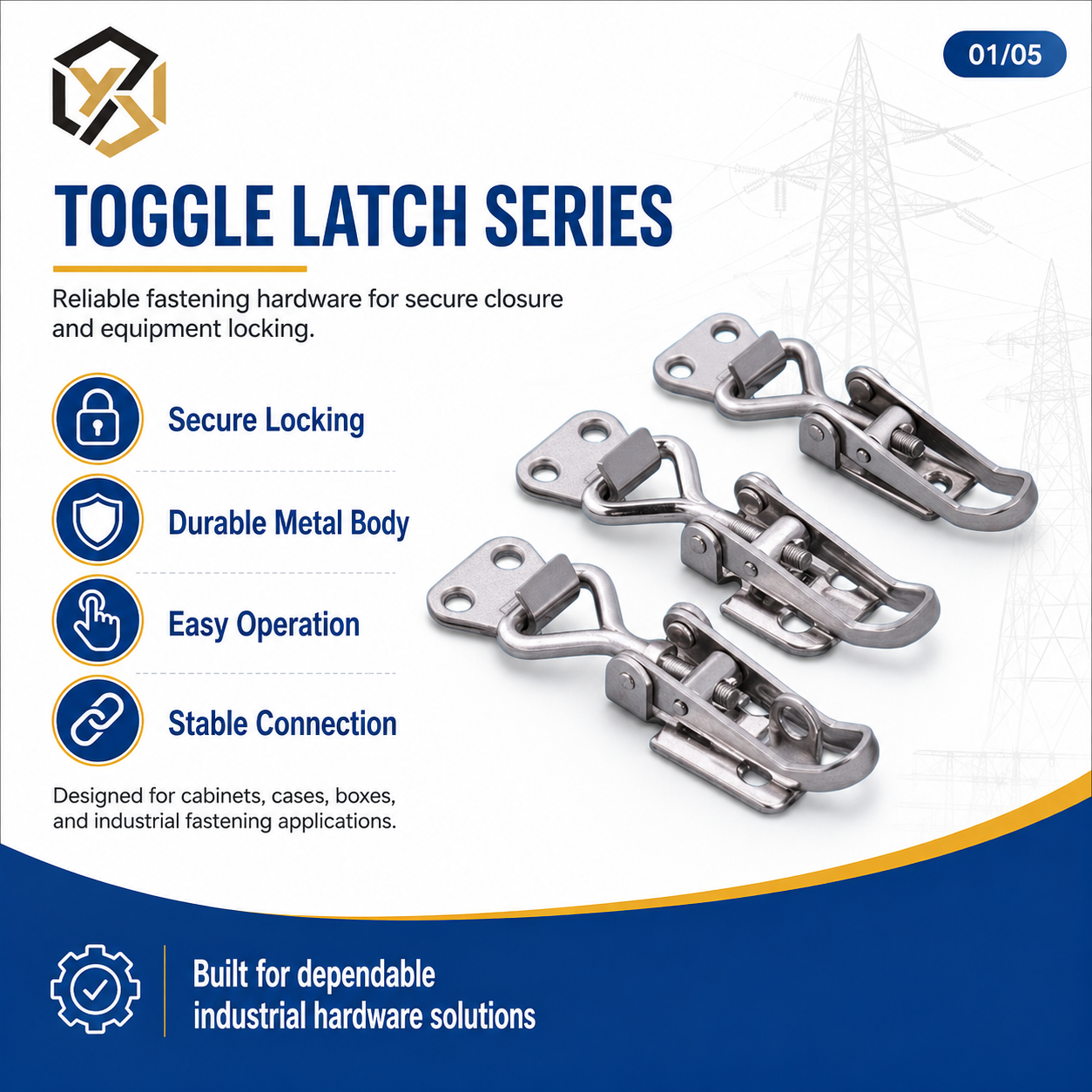 JY721 Toggle Latch Catch Toggle Clamp Adjustable Cabinet Boxes Lever Handle Lock Hasp for Home Sliding Door Furniture Hardware