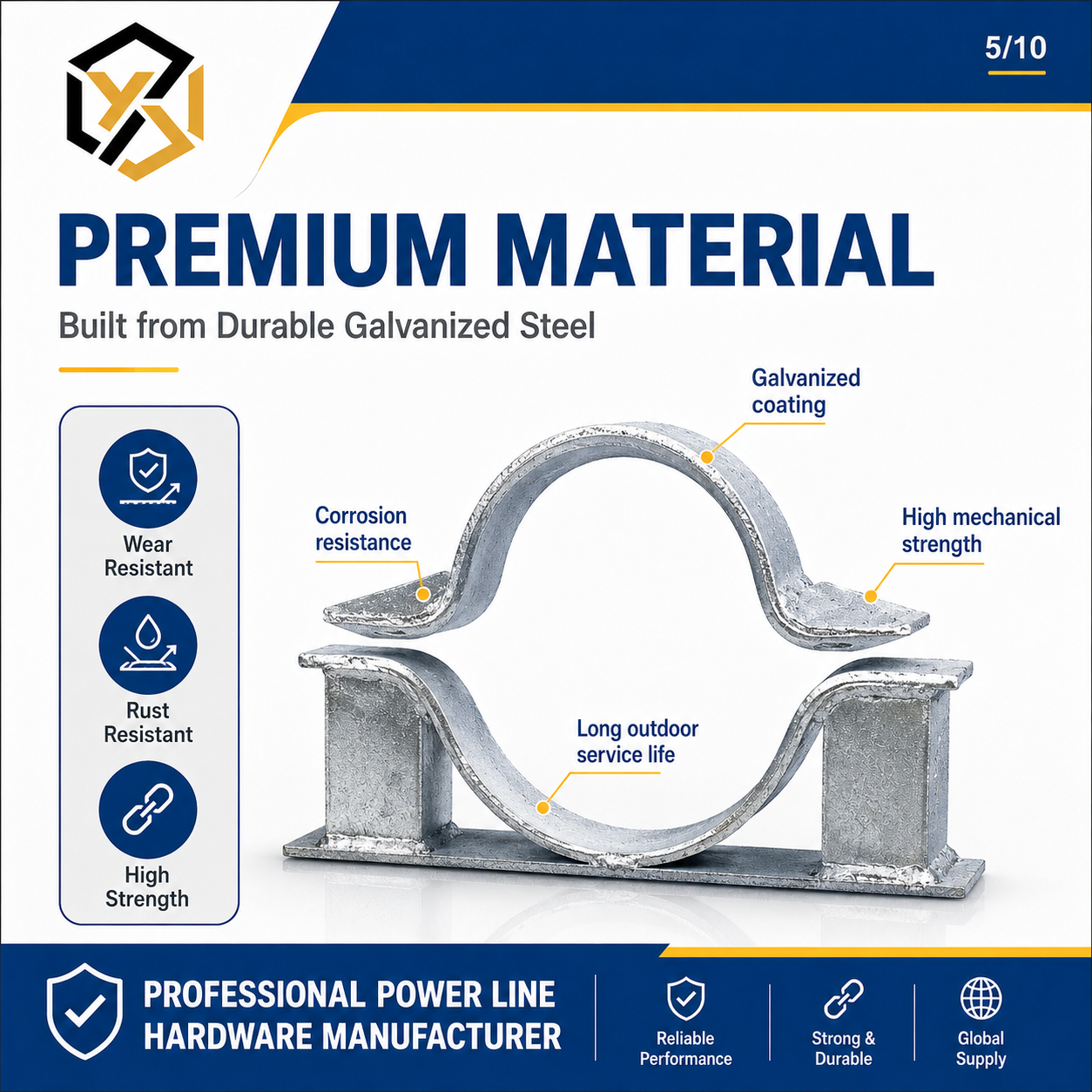 Power-line Q235 Steel Galvanized Fittings BG1 Guy Clamp for Poles BG2 Reinforced Clamp LB Semicircular Clamp