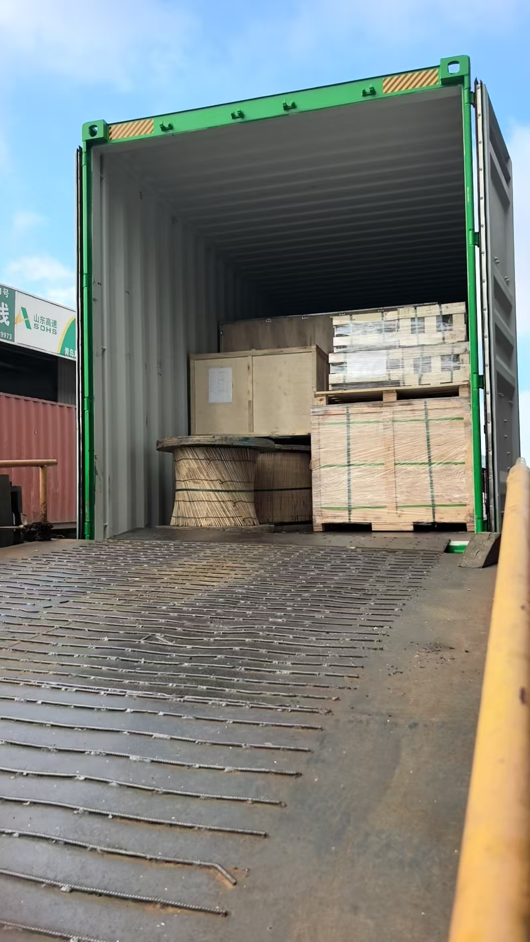 Burundi overhead line equipment container loading in progress at the factory