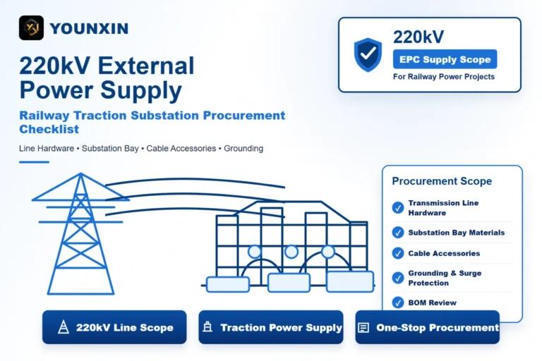 220kV railway traction substation external power supply procurement checklist infographic
